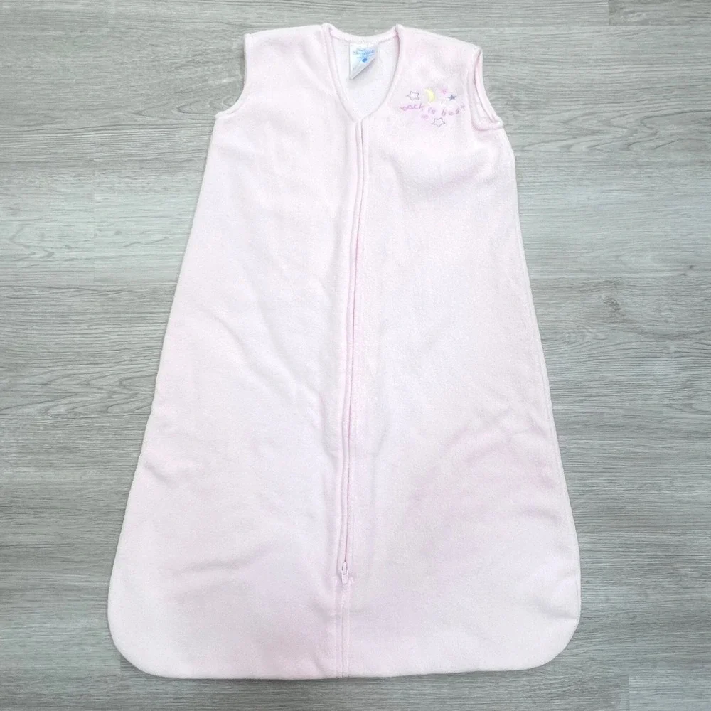 Halo SleepSack Pink Fleece Wearable Blanket Medium 6-12 Months Back Is Best Moon